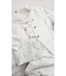 Abito Cerimonia e Battesimo Neonato Panna in Tecno Raso 6 Pezzi con Giacca Imperatore e Gilet Damascato, Nazareno Gabrielli