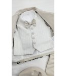 Abito Battesimo e Cerimonia Neonato Beige Dorato 6 Pezzi con Giacca Brillantinata e Coppola, Nazareno Gabrielli