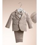 Abito Battesimo e Cerimonia Neonato Beige Dorato 6 Pezzi con Giacca Brillantinata e Coppola, Nazareno Gabrielli