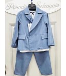 Completo Cerimonia Bambino Carta da Zucchero 3 Pezzi con Giacca Taglio Spagnolo e Pantalone con Coulisse, Nazareno Gabrielli