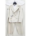 Completo Cerimonia Bambino e Ragazzo Beige 3 Pezzi con Giacca Elegante e Pantalone con Coulisse, Nazareno Gabrielli