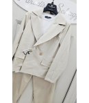 Completo Cerimonia Bambino e Ragazzo Beige 3 Pezzi con Giacca Elegante e Pantalone con Coulisse, Nazareno Gabrielli