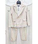 Completo Bimbo Bambino Beige con Giacca Due Bottoni, Maglia Cotone Elasticizzata e Pantalone con Elastico, Nazareno Gabrielli