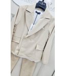 Completo Bimbo Bambino Beige con Giacca Due Bottoni, Maglia Cotone Elasticizzata e Pantalone con Elastico, Nazareno Gabrielli
