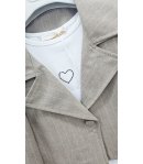 Completo Bambina e Ragazza Beige Gessato con Giacca e Gonna, Maglia Bianca con Cuore Strass, 3 Pezzi Elegante, Kitty Kiss