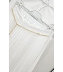 Completo Bimba e Bambina Bianco con Gilet, Camicia Velata e Pantalone Plissettato con Catena Dorata, 3 Pezzi, Petite Jolie