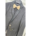 Abito Uomo Cerimonia e 18° Compleanno Nero con Sciallatura Brillantinata con Strass e Pantalone Slim Taglio Inglese, Emporio
