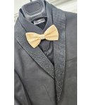 Abito Uomo Cerimonia e 18° Compleanno Nero con Sciallatura Brillantinata con Strass e Pantalone Slim Taglio Inglese, Emporio