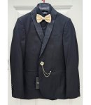 Abito Uomo Cerimonia e 18° Compleanno Nero con Sciallatura Brillantinata con Strass e Pantalone Slim Taglio Inglese, Emporio