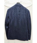 Abito Uomo Cerimonia e 18° Compleanno Bluette Damascato con Giacca Collo a Lancia, Gilet Coordinato e Pantalone Slim Brera