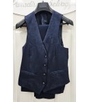 Abito Uomo Cerimonia e 18° Compleanno Bluette Damascato con Giacca Collo a Lancia, Gilet Coordinato e Pantalone Slim Brera