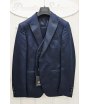 Abito Uomo Cerimonia e 18° Compleanno Bluette Damascato con Giacca Collo a Lancia, Gilet Coordinato e Pantalone Slim Brera
