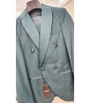 Abito Uomo Cerimonia e 18° Compleanno Verde Bottiglia Doppiopetto con Sciallatura in Raso e Pantalone Slim, Emporio