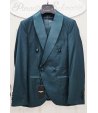 Abito Uomo Cerimonia e 18° Compleanno Verde Bottiglia Doppiopetto con Sciallatura in Raso e Pantalone Slim, Emporio
