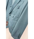 Abito Uomo Cerimonia e 18° Compleanno Verde Bottiglia Doppiopetto con Sciallatura in Raso e Pantalone Slim, Emporio