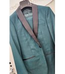Abito Uomo Cerimonia e 18° Compleanno Verde Bottiglia con Sciallatura in Raso Nero e Pantalone Slim, Emporio