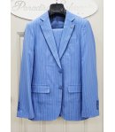 Abito Uomo Cerimonia e 18° Compleanno Celeste Gessato con Giacca Due Bottoni e Pantalone Taglio Inglese, Emporio