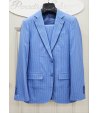 Abito Uomo Cerimonia e 18° Compleanno Celeste Gessato con Giacca Due Bottoni e Pantalone Taglio Inglese, Emporio