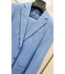 Abito Uomo Cerimonia e 18° Compleanno Celeste Gessato con Giacca Due Bottoni e Pantalone Taglio Inglese, Emporio