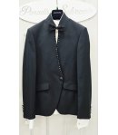 Giacca Uomo Cerimonia Nera con Collo Coreano e Strass Neri con Bottone Gioiello Elegante, Carlo Pignatelli