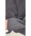 Giacca Uomo Cerimonia Nera con Collo Coreano e Strass Neri con Bottone Gioiello Elegante, Carlo Pignatelli