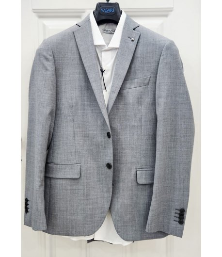 Abito Uomo Elegante Grigio Chiaro Melange in Lana Fredda 4 Stagioni con Giacca Due Bottoni e Pantalone Classico, Manfredi