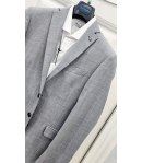 Abito Uomo Elegante Grigio Chiaro Melange in Lana Fredda 4 Stagioni con Giacca Due Bottoni e Pantalone Classico, Manfredi