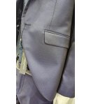 Abito Uomo Cerimonia Bluette con Giacca Collo a Lancia, Gilet Damascato e Pantalone Slim, Carlo Pignatelli