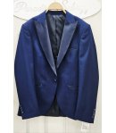 Giacca Uomo Bluette con Sciallatura Alata in Raso e Tasche Profilate Elegante Cerimonia, Magnani