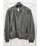 Giubbino Uomo Scamosciato Verde con Zip e Collo in Maglina Stile Casual Primaverile con Tasche Zip, Jeans