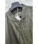 Giubbino Uomo Scamosciato Verde con Zip e Collo in Maglina Stile Casual Primaverile con Tasche Zip, Jeans