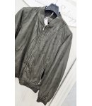 Giubbino Uomo Scamosciato Verde con Zip e Collo in Maglina Stile Casual Primaverile con Tasche Zip, Jeans