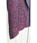Abito Smoking Uomo Prugna e Nero Cerimonia e 18° con Giacca Maculata Collo a Scialle in Raso Nero Pantalone Elegante, Brera