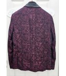 Abito Smoking Uomo Prugna e Nero Cerimonia e 18° con Giacca Maculata Collo a Scialle in Raso Nero Pantalone Elegante, Brera