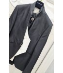 Abito Uomo Nero Cerimonia e 18° con Giacca Tait Collo Coreano Gilet Damascato Avorio Plastron Gioiello, Carlo Pignatelli
