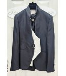 Abito Uomo Nero Cerimonia e 18° con Giacca Tait Collo Coreano Gilet Damascato Avorio Plastron Gioiello, Carlo Pignatelli
