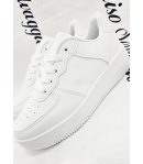 Scarpe Sneakers Bimbo Bambino e Ragazzo Bianche in Ecopelle per Cerimonia e Casual con Lacci e Suola Sportiva, S6