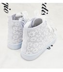 Scarpe Sneakers Bimba e Bambina Bianche in Ecopelle con Pizzo Floreale e Lacci in Raso Eleganti per Cerimonia e Casual, GD