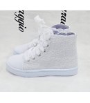 Scarpe Sneakers Bambina e Ragazza Bianche in Ecopelle con Pizzo Lucido e Lacci in Raso Eleganti per Cerimonia e Casual, GD