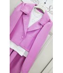 Completo Bimba, Bambina e Ragazza Fucsia con Giacca Sciallata, T-Shirt Bianca e Pantalone Largo Elegante da Cerimonia, Kitty