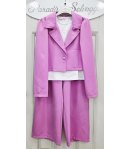 Completo Bimba, Bambina e Ragazza Fucsia con Giacca Sciallata, T-Shirt Bianca e Pantalone Largo Elegante da Cerimonia, Kitty