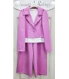 Completo Bimba, Bambina e Ragazza Fucsia con Giacca Sciallata, T-Shirt Bianca e Pantalone Largo Elegante da Cerimonia, Kitty