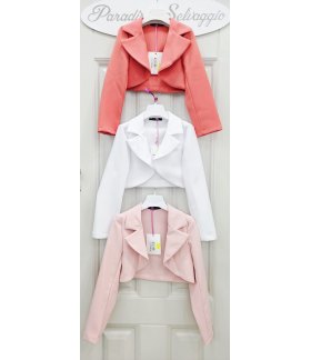 Giacca Corta Bimba, Bambina e Ragazza con Sciallatura Alata Elegante per Cerimonia in Corallo Bianco e Rosa, Nikka