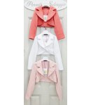 Giacca Corta Bimba, Bambina e Ragazza con Sciallatura Alata Elegante per Cerimonia in Corallo Bianco e Rosa, Nikka