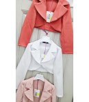 Giacca Corta Bimba, Bambina e Ragazza con Sciallatura Alata Elegante per Cerimonia in Corallo Bianco e Rosa, Nikka