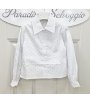 Camicia Bimba, Bambina e Ragazza, Bianca Brillantinata, Colletto Elegante e Manica Lunga per Cerimonia, Miss Bellina