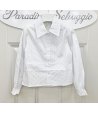 Camicia Bimba, Bambina e Ragazza, Bianca Brillantinata, Colletto Elegante e Manica Lunga per Cerimonia, Miss Bellina
